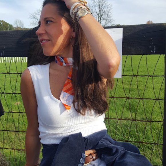 Marc Jacobs Colorblock Thin Leather Belt Tan White Navy Sz S/M - Picture 1 of 15